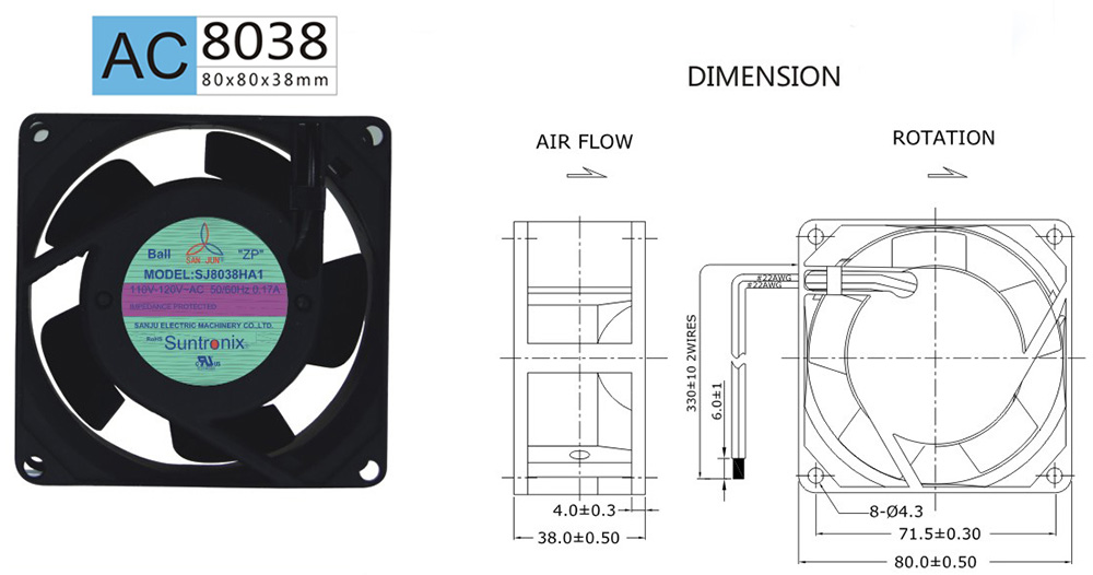 臺(tái)灣三巨SJ8038HA2-AC軸流風(fēng)機(jī)